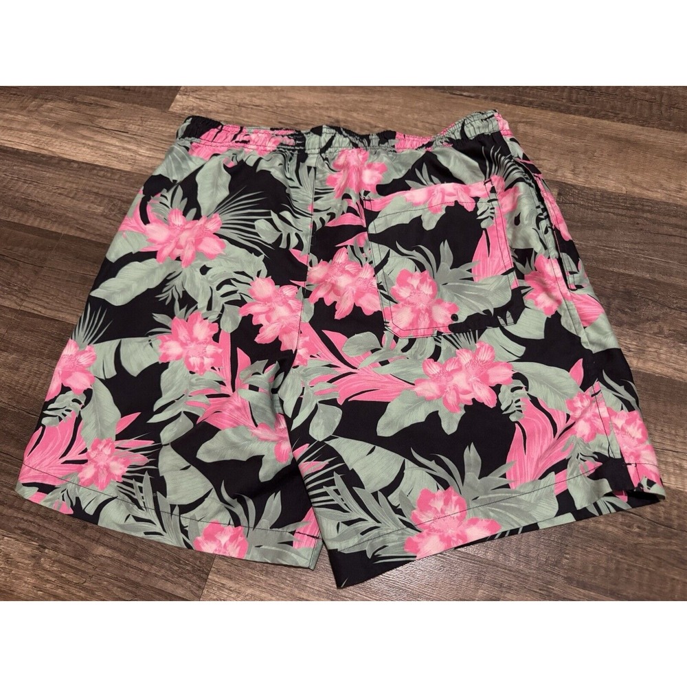 PacSun Swim Trunks Mens SMALL Lined Board Shorts Black Maui Floral Hawaiian Pink - Picture 6 of 6